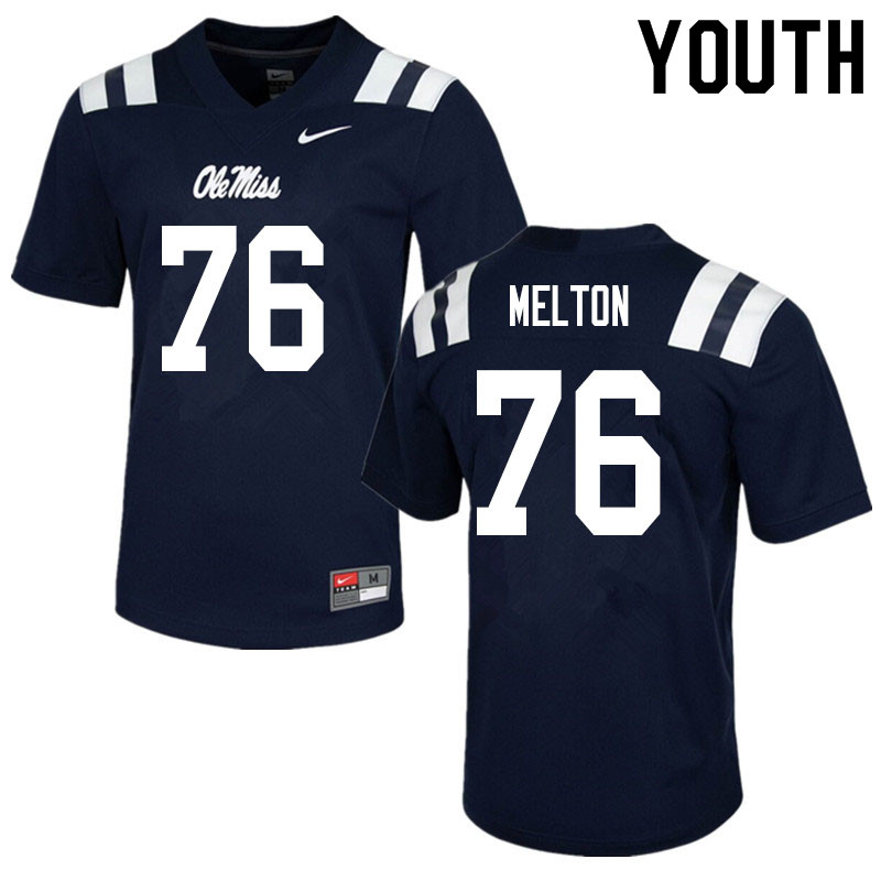 Youth #76 Cedric Melton Ole Miss Rebels College Football Jerseys Sale-Navy